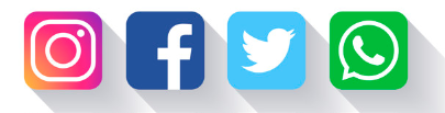 logos de redes sociales: Facebook, Twitter, Instagram, Whatsapp